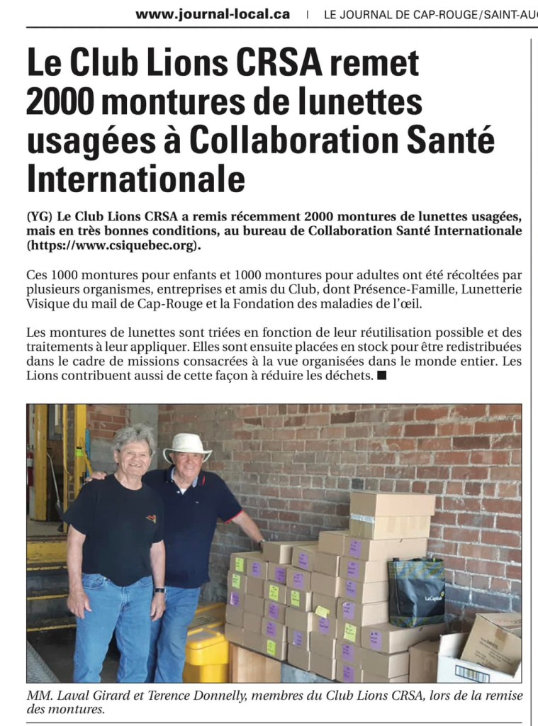 2000 montures de Club Lions CapRouge/StAugustin